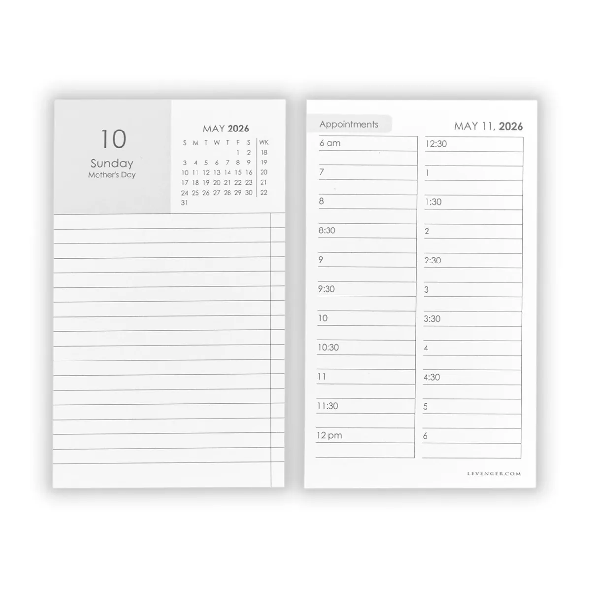 Levenger Desk Pad & Card Planners|Premium Index Cards*2026 3 x 5 Daily Calendar Cards