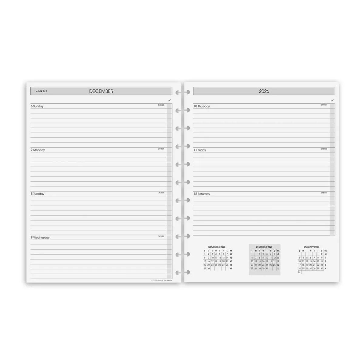Levenger Junior Refills|Letter Refills*2026 Circa Sunday Start Weekly Agenda Refill, Horizontal