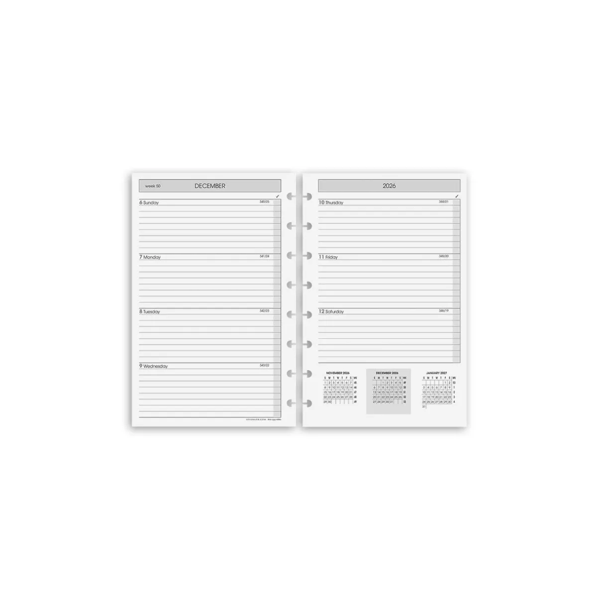 Levenger Junior Refills|Letter Refills*2026 Circa Sunday Start Weekly Agenda Refill, Horizontal