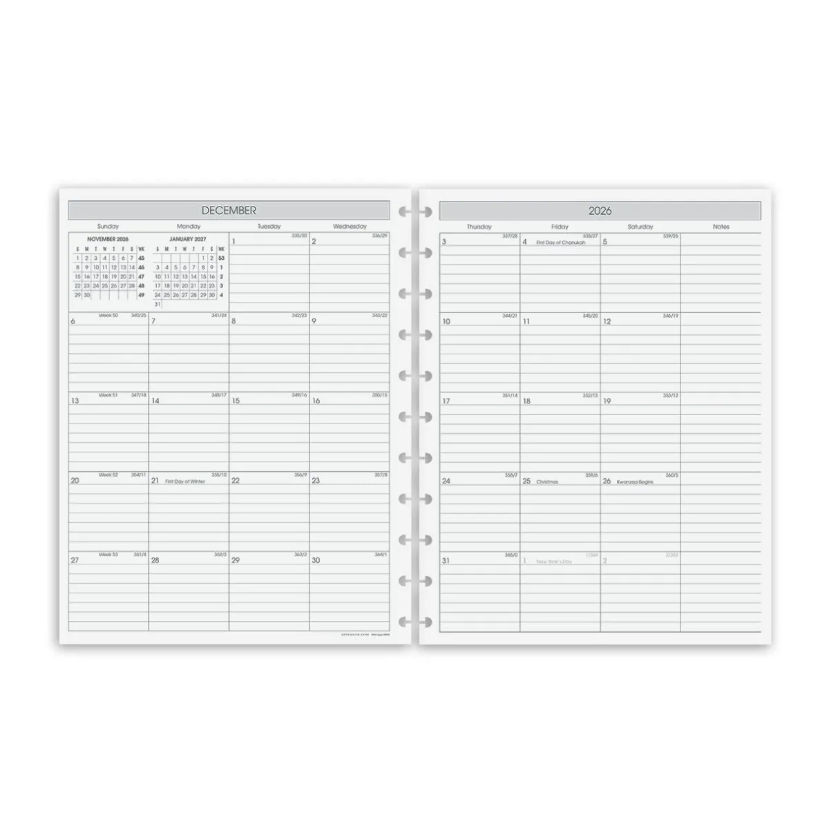 Levenger Junior Refills|Letter Refills*2026 Circa Sunday Start Weekly Agenda Refill, Horizontal