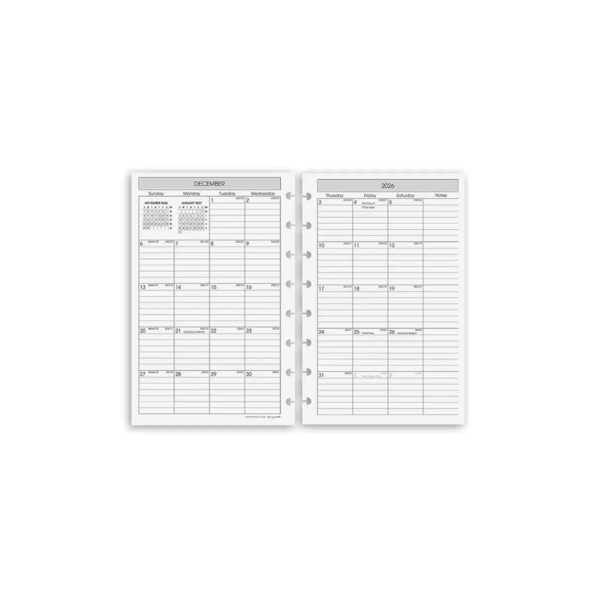 Levenger Junior Refills|Letter Refills*2026 Circa Sunday Start Weekly Agenda Refill, Vertical