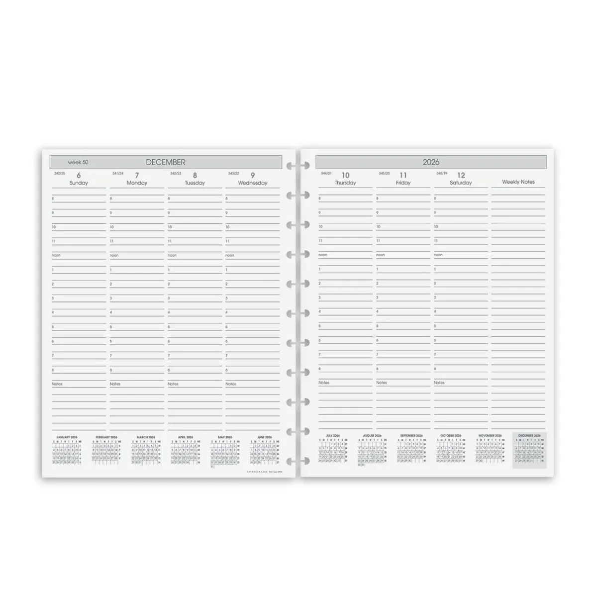 Levenger Junior Refills|Letter Refills*2026 Circa Sunday Start Weekly Agenda Refill, Vertical