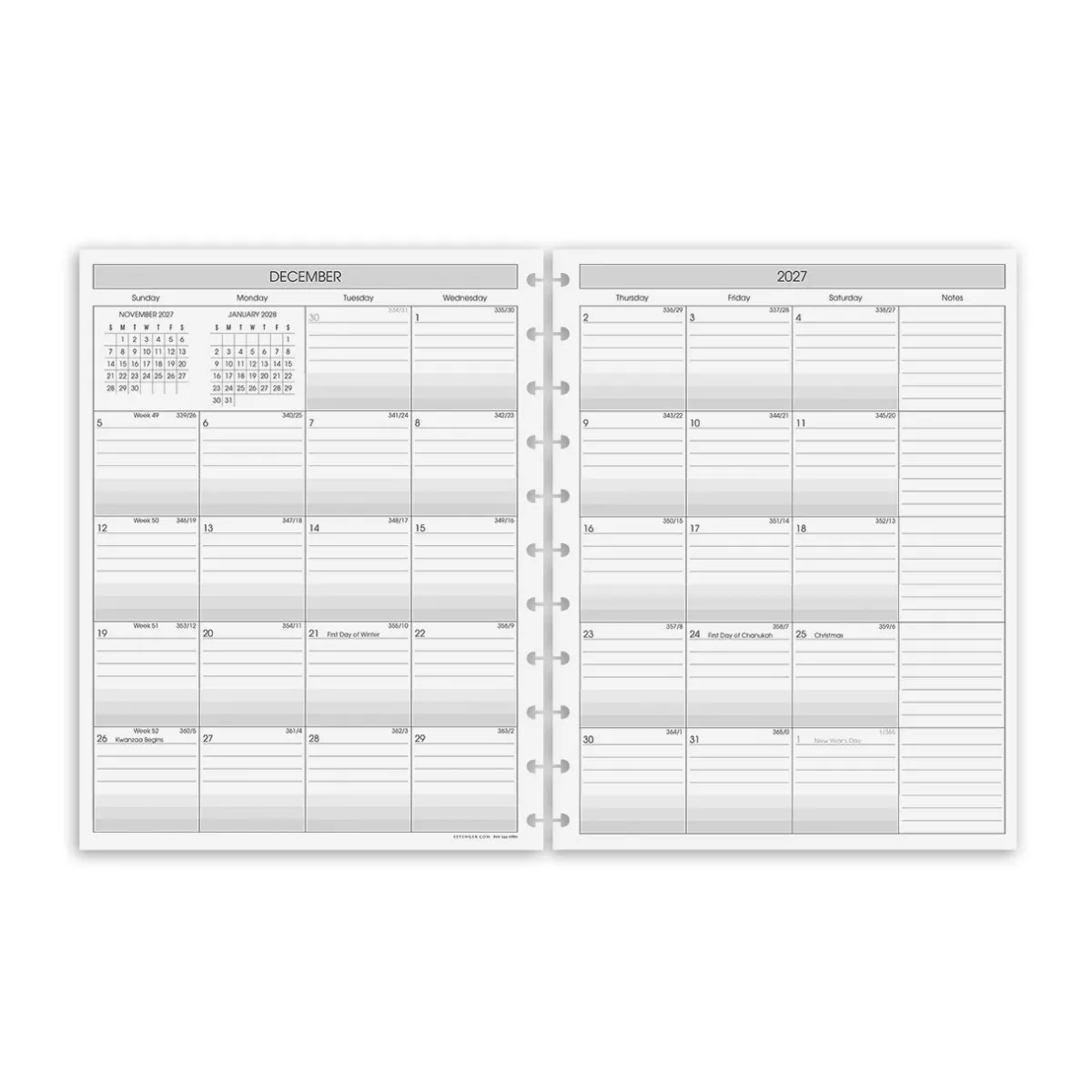 Levenger Junior Refills|Letter Refills*2026-2027 Circa Sunday Start 2-Year Monthly Discbound Agenda Refill