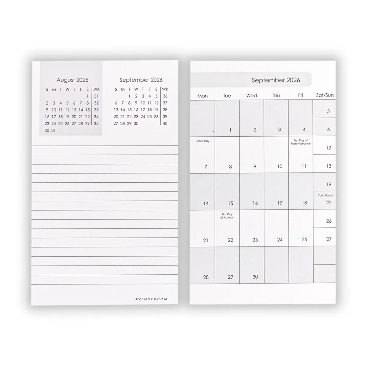 Levenger Desk Pad & Card Planners|Premium Index Cards*2026 Weekly and Monthly 3 x 5 Calendar Cards (set of 76)