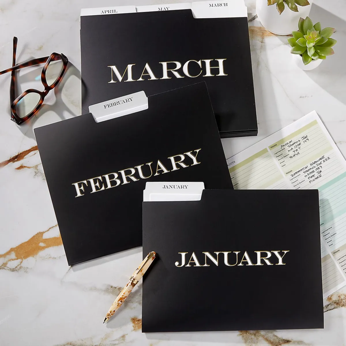 Levenger Filing & Folders|Filing & Folders*Avant-Garde Monthly File Folders (set of 12)