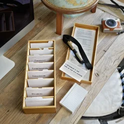 Levenger Index Card Accessories|Workspace Organizers*Bamboo Leitner Learning Box