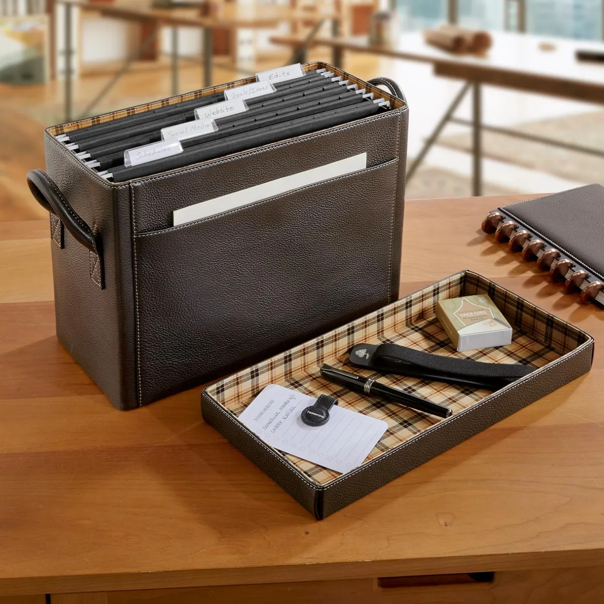 Levenger Filing & Folders|Filing & Folders*Bomber Jacket Desk File Holder with Lid