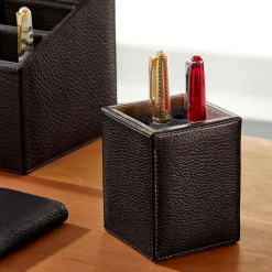 Levenger Pen Cases & Stands|Pen Cases & Stands*Bomber Jacket Leather Pen Cup
