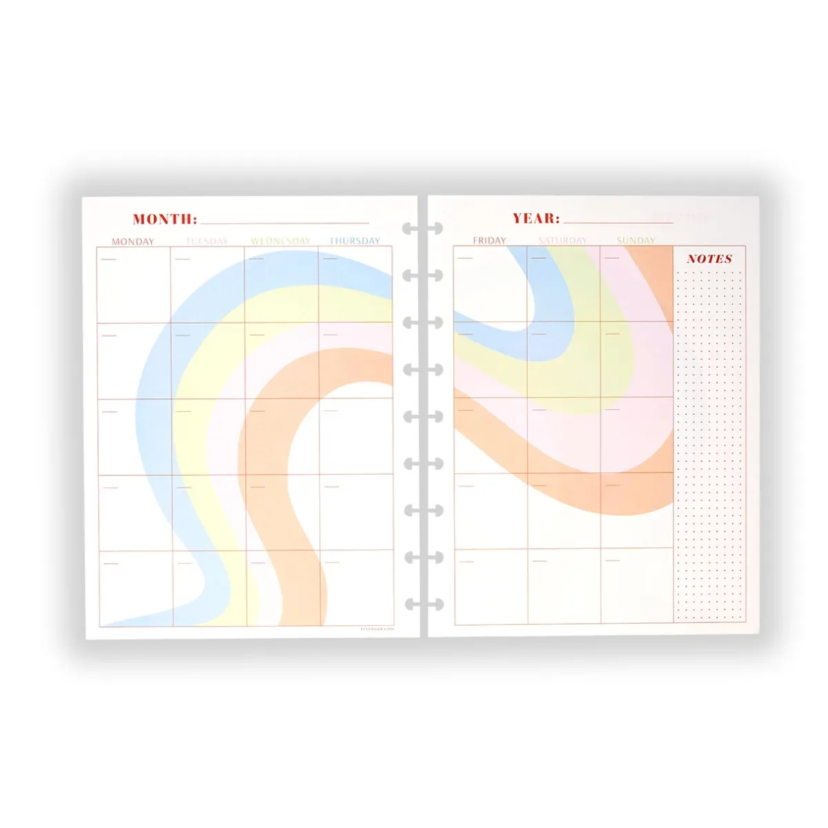 Levenger Midway Refills*Circa Colorfull Weekly/Monthly Undated Agenda Refill (40 sheets)