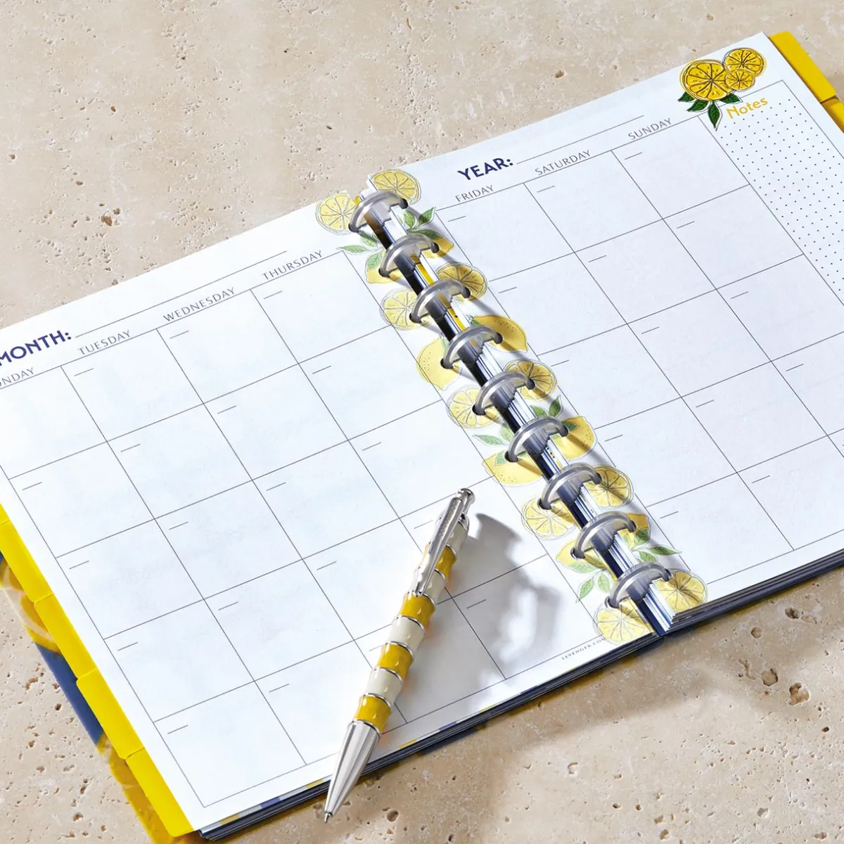 Levenger Midway Refills*Circa Lemonade Weekly/Monthly Undated Agenda Refill (40 sheets)