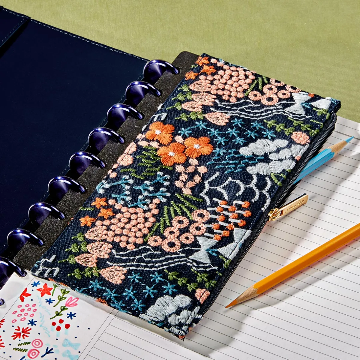 Levenger Accessories*Circa Midnight Garden Zip 'N Store Pocket