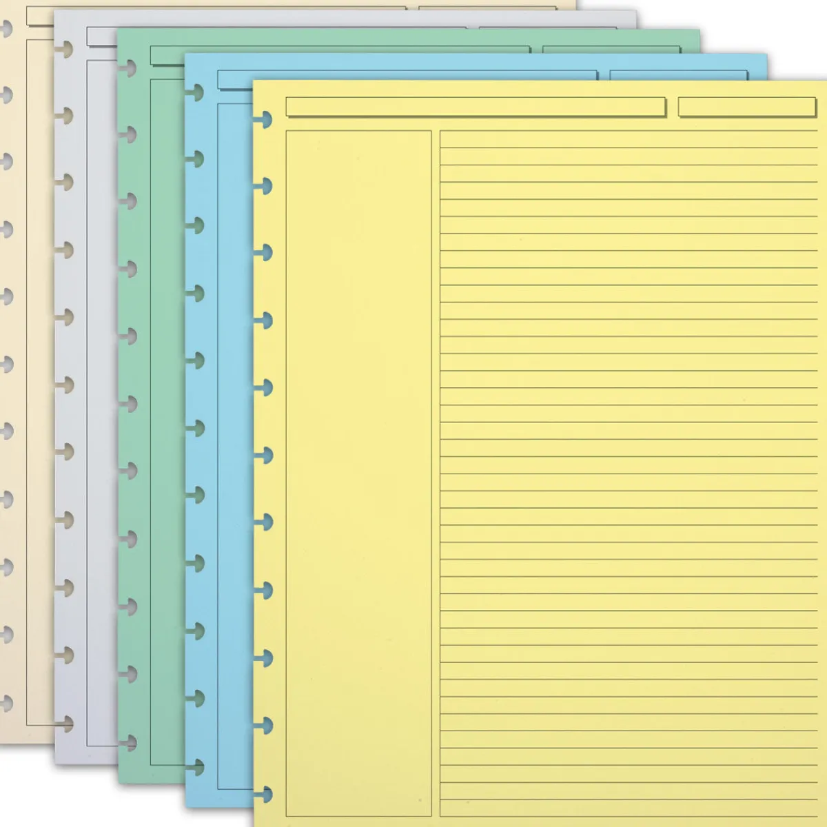 Levenger Junior Refills|Letter Refills*Circa Multicolored 1/4" Ruled Discbound Refill (300 sheets)