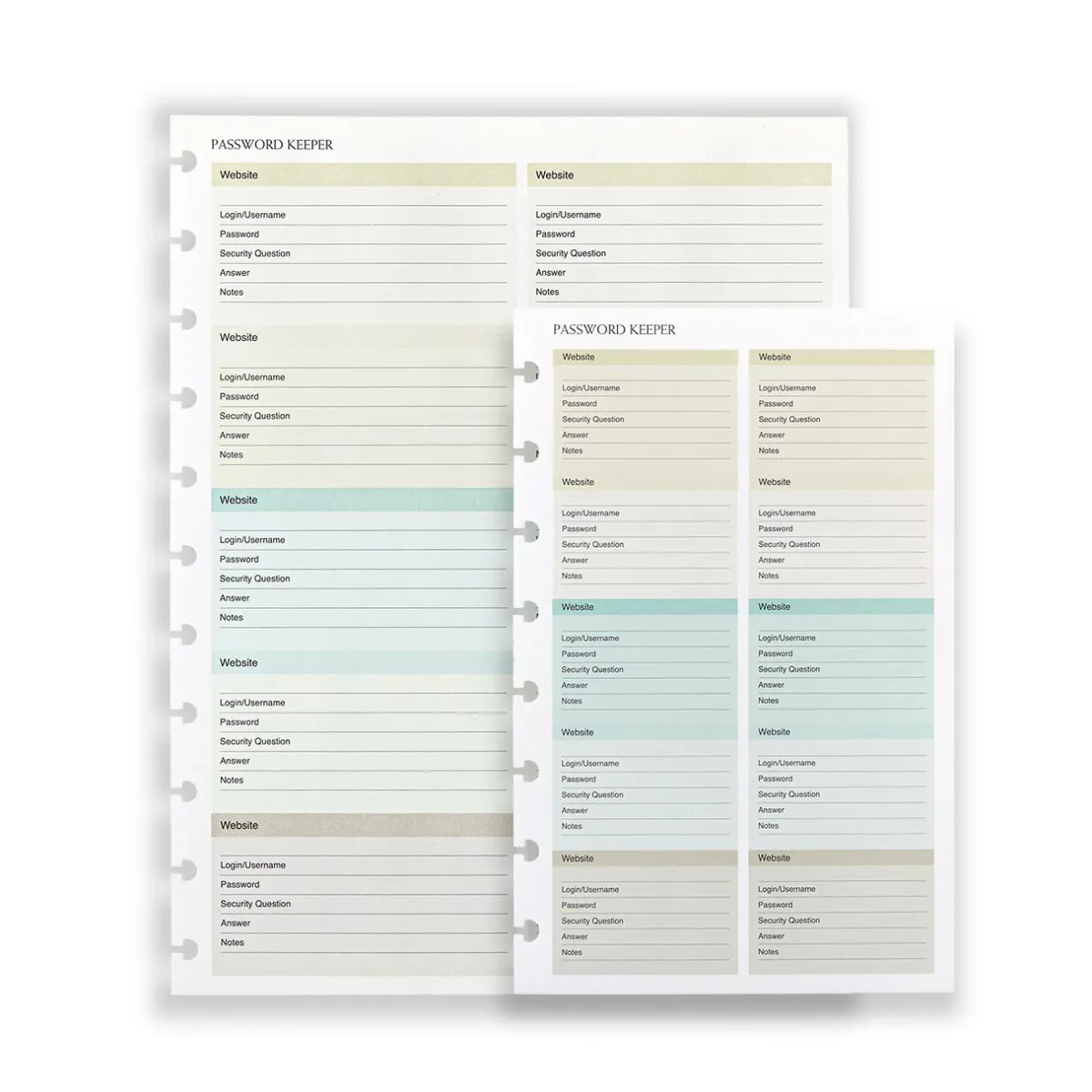 Levenger Junior Refills|Letter Refills*Circa Password Keeper Discbound Refill (25 sheets)