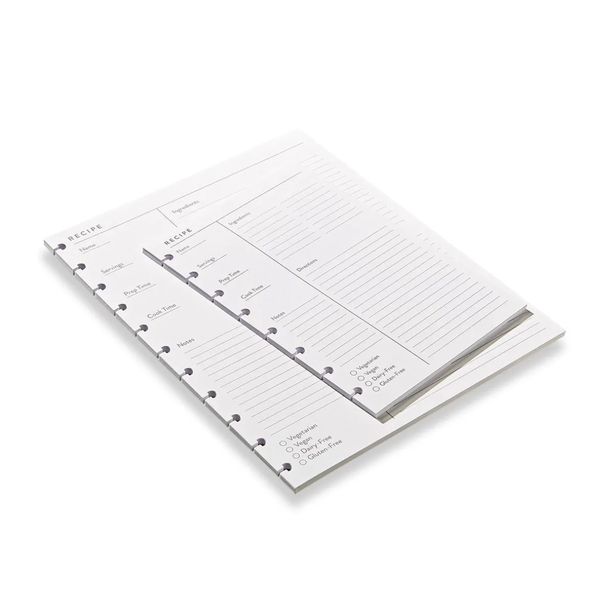 Levenger Junior Refills|Letter Refills*Circa Recipe Refill (25 sheets)
