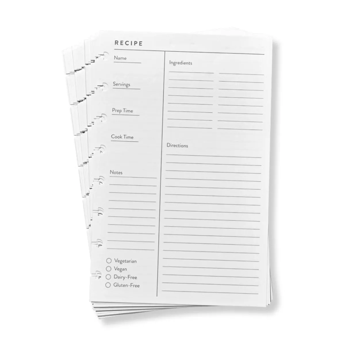 Levenger Junior Refills|Letter Refills*Circa Recipe Refill (25 sheets)