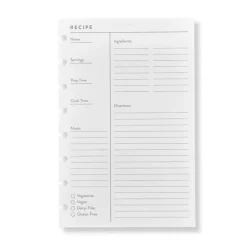 Levenger Junior Refills|Letter Refills*Circa Recipe Refill (25 sheets)