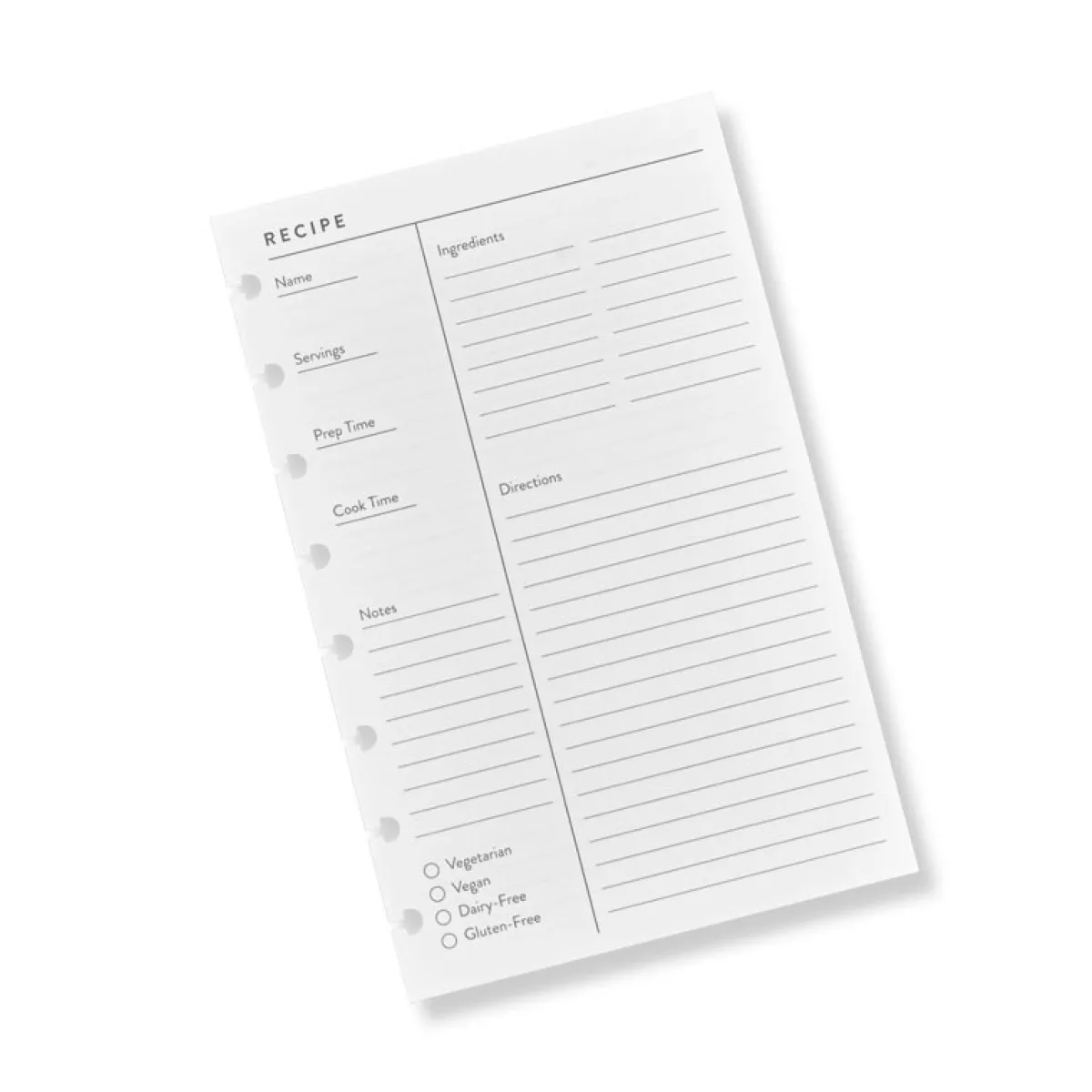 Levenger Junior Refills|Letter Refills*Circa Recipe Refill (25 sheets)
