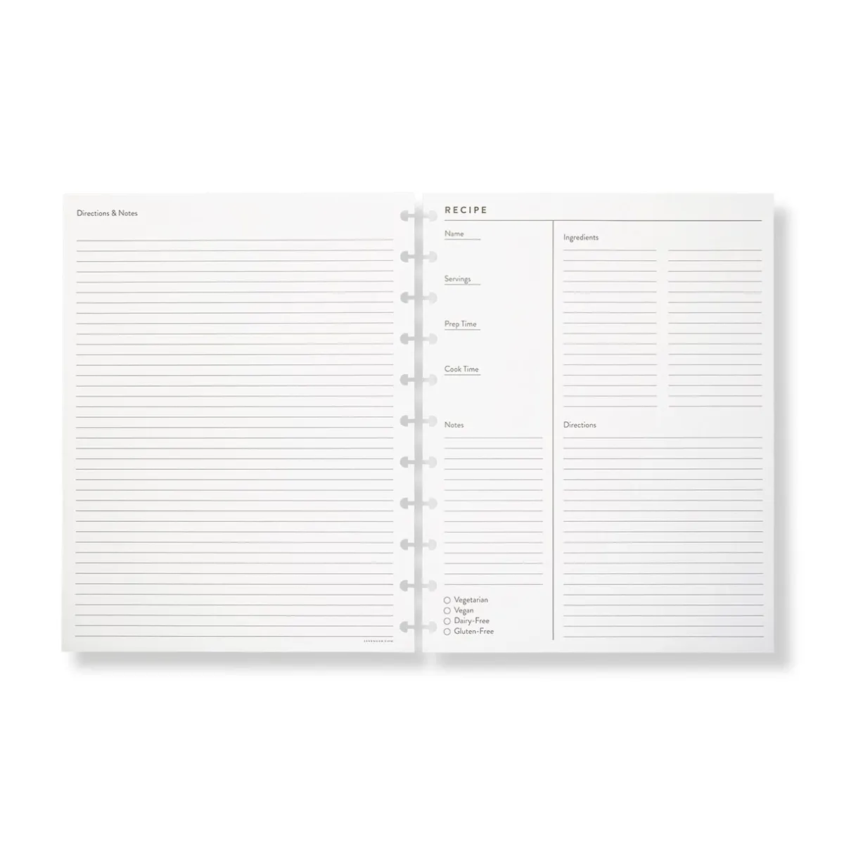Levenger Junior Refills|Letter Refills*Circa Recipe Refill (25 sheets)