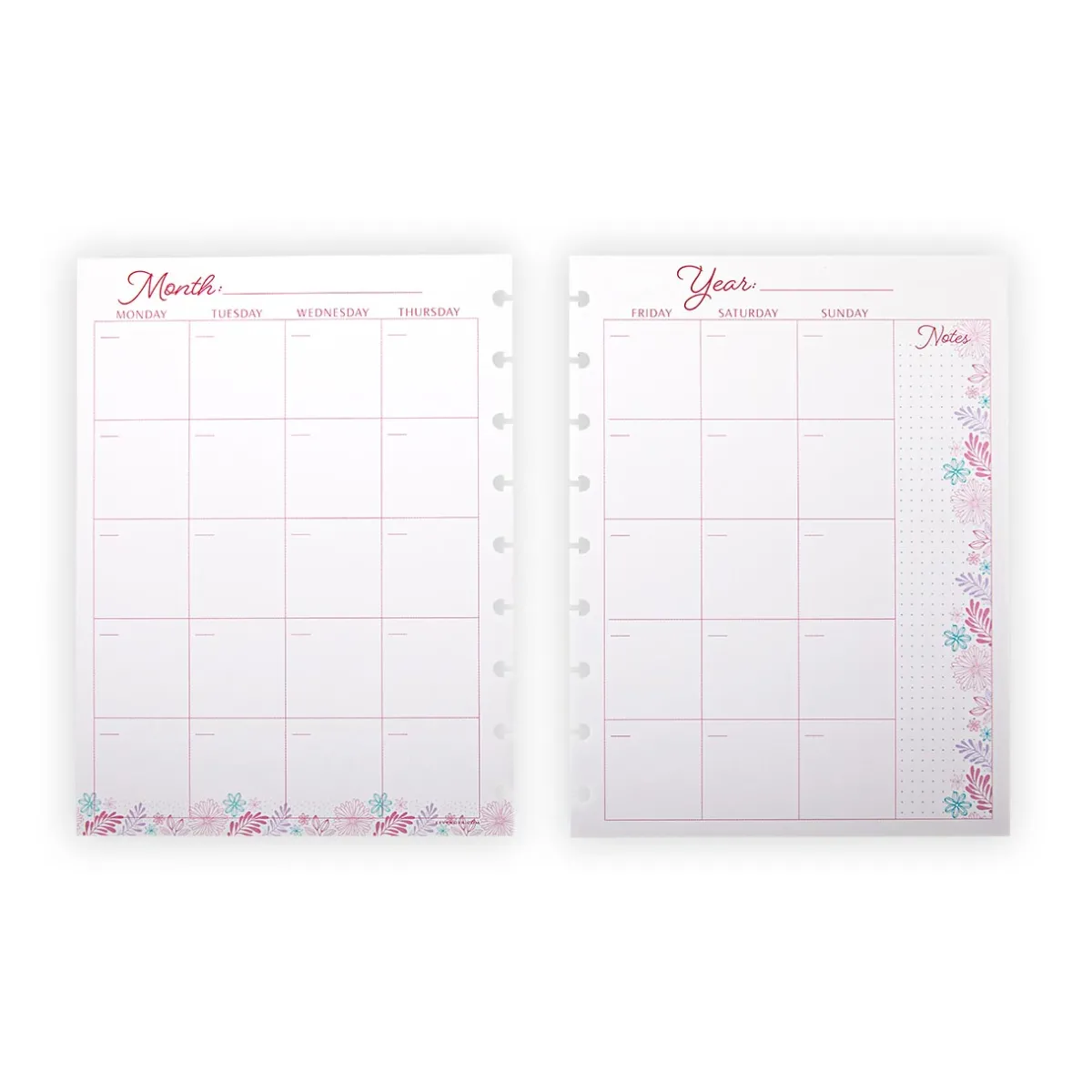Levenger Midway Refills*Circa Secret Garden Weekly/Monthly Undated Agenda Refill (40 sheets)