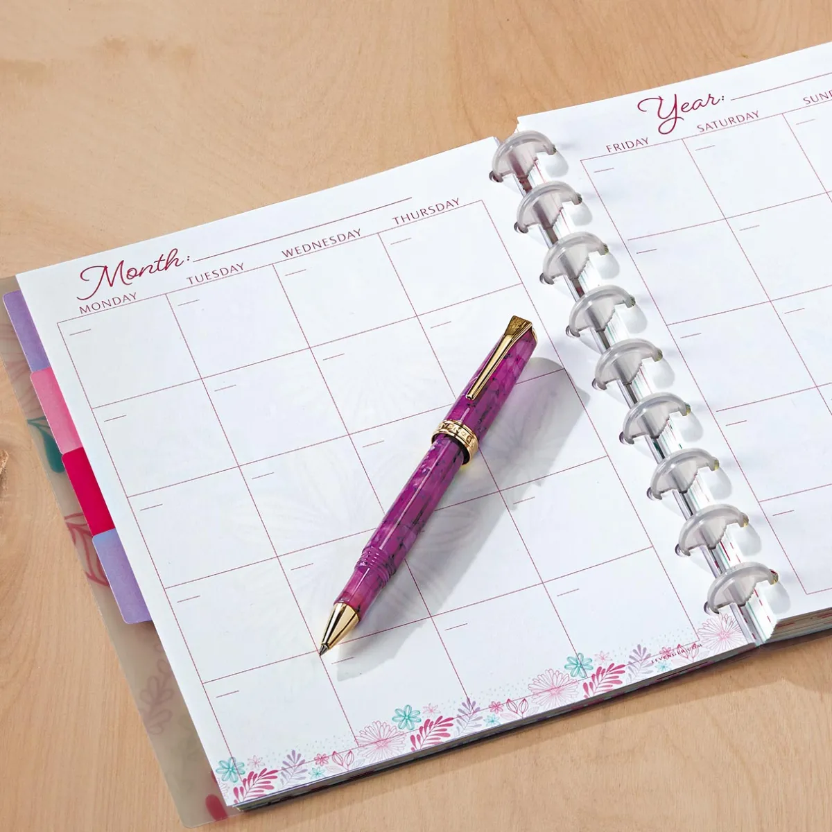 Levenger Midway Refills*Circa Secret Garden Weekly/Monthly Undated Agenda Refill (40 sheets)