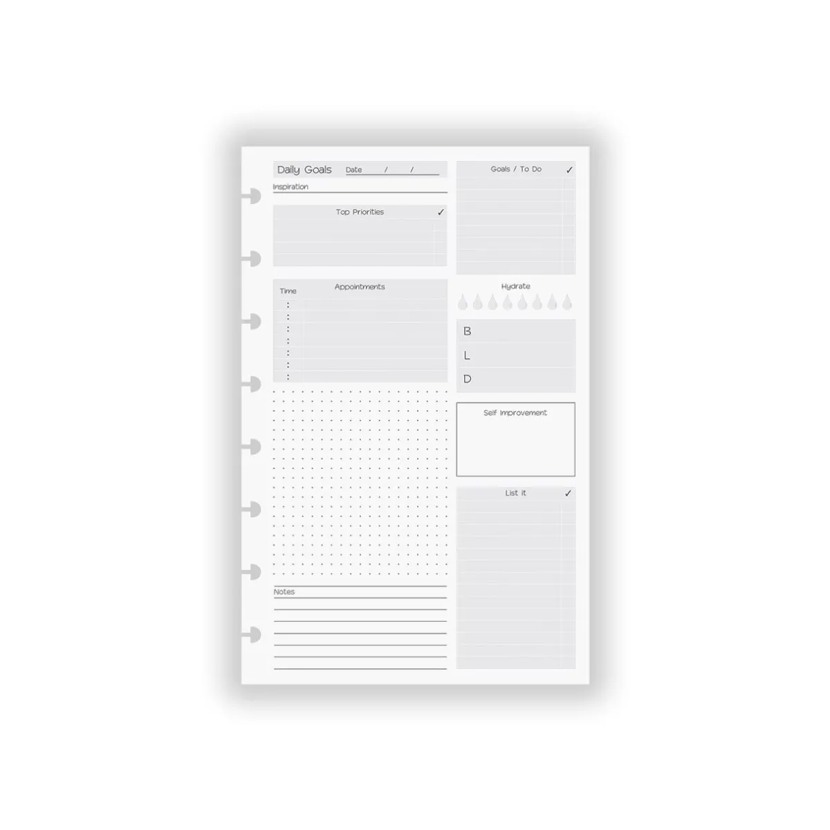 Levenger Junior Refills|Letter Refills*Circa® Special Request Daily Goals Refill (100 sheets)