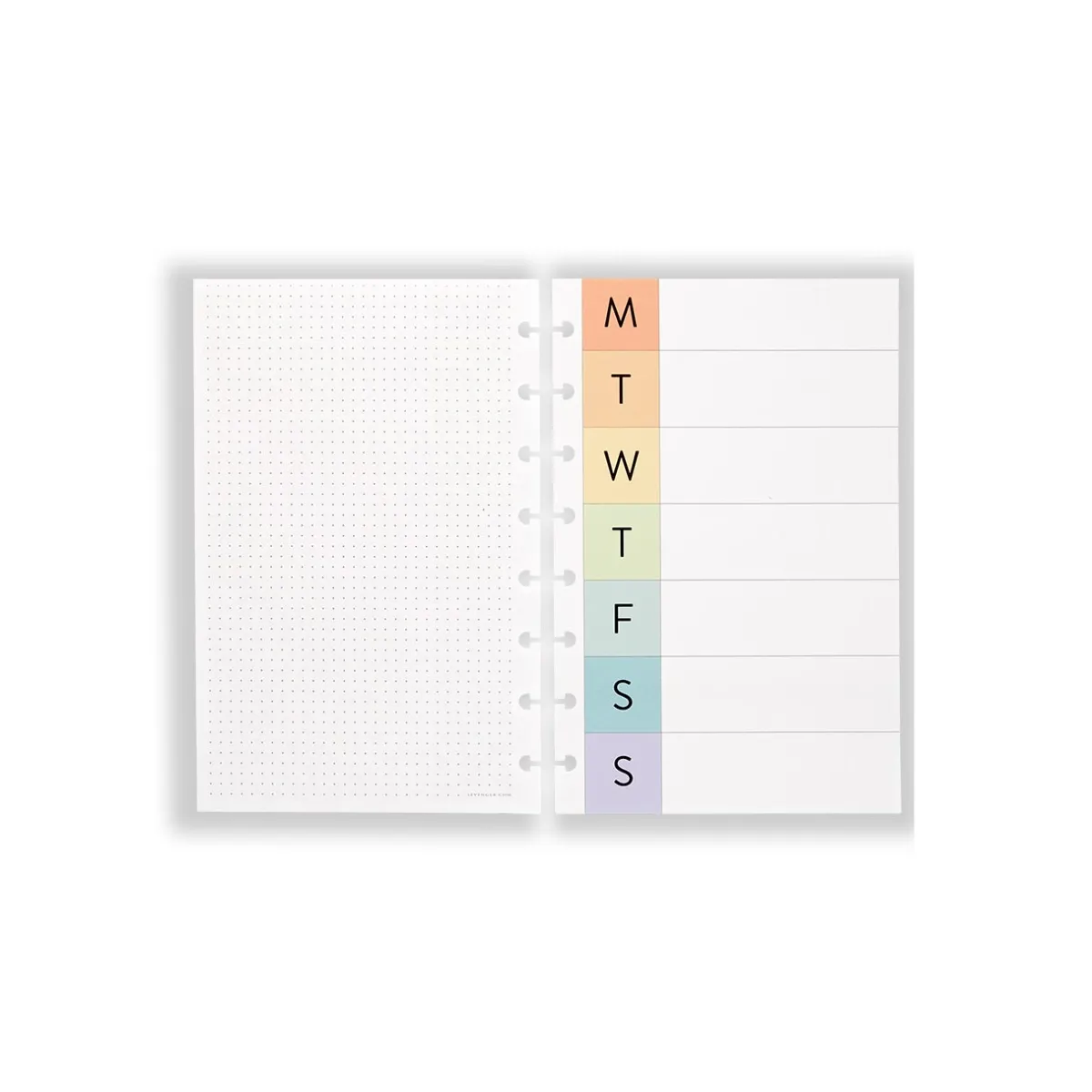 Levenger Junior Refills|Letter Refills*Circa Vibrant Weekly Calendar Discbound Refill (100 sheets)