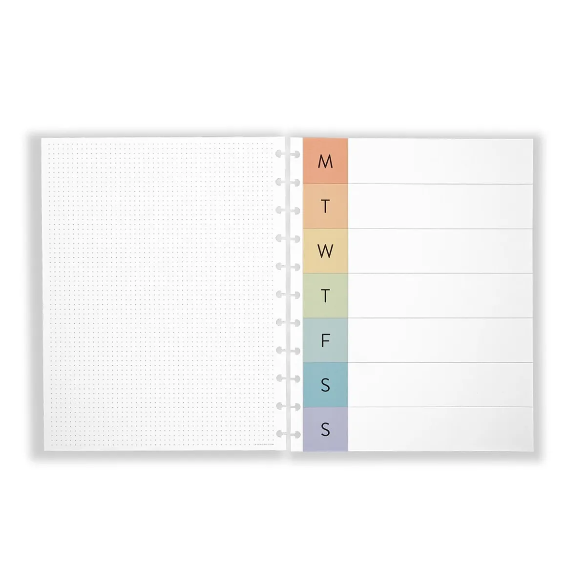 Levenger Junior Refills|Letter Refills*Circa Vibrant Weekly Calendar Discbound Refill (100 sheets)