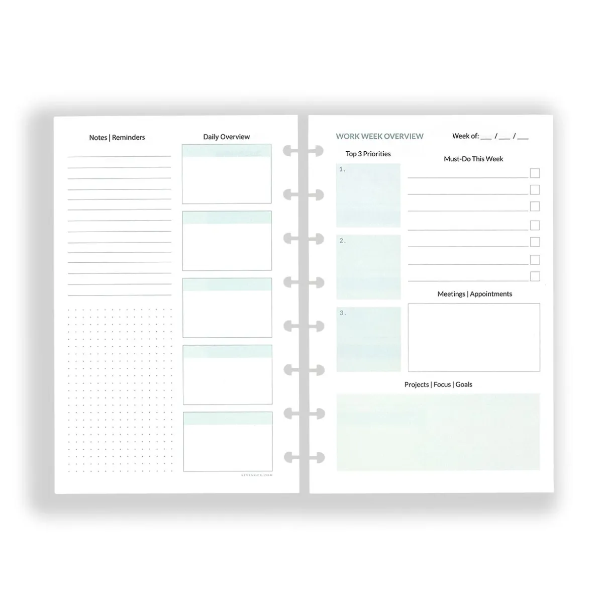 Levenger Junior Refills|Letter Refills*Circa Workweek Planner Refill