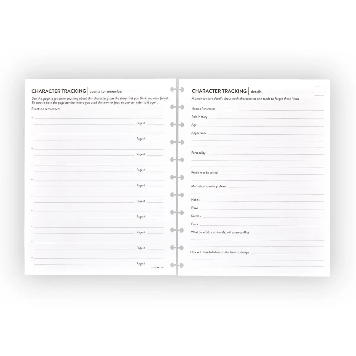 Levenger Letter Refills*Circa Writing a Novel Character Tracking Discbound Refill (25 sheets)