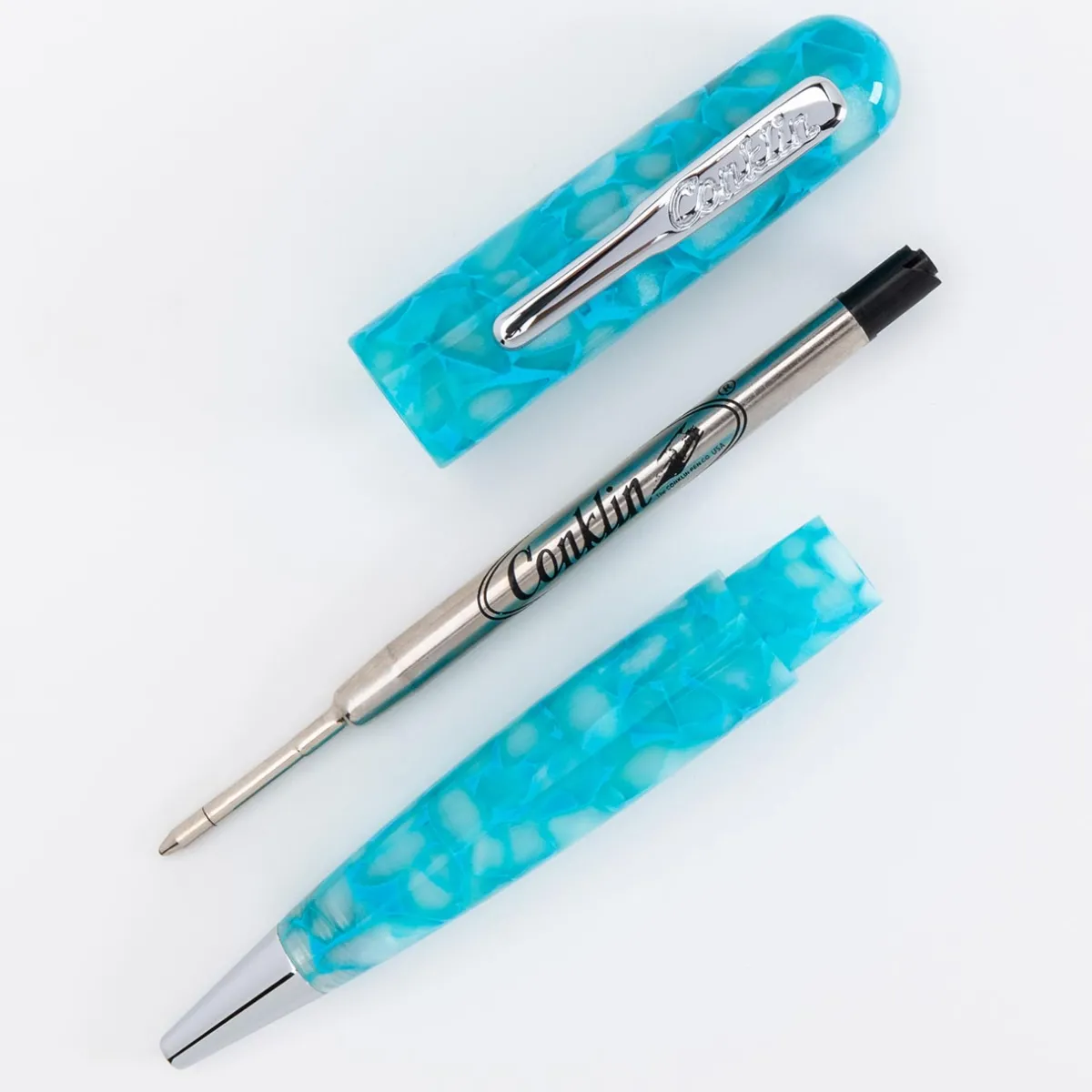 Levenger Ballpoint Pens|Conklin*Conklin All American Turquoise Serenity Ballpoint Pen