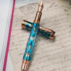 Levenger Fountain Pens|Conklin*Conklin Endura Deco Crest Demo Blue Fountain Pen