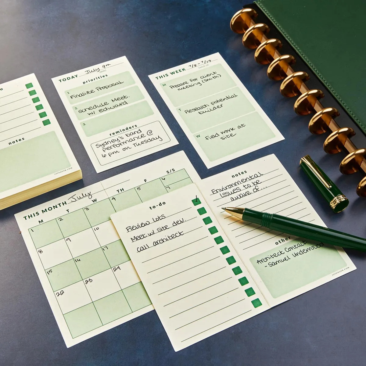 Levenger Desk Pad & Card Planners|Premium Index Cards*Daily-Weekly-Monthly Planner 3 x 5 Cards (set of 212)