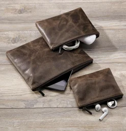 Levenger Tech Cases|Travel Bags & Accessories*Dakota Leather Tech Pouches (set of 3)