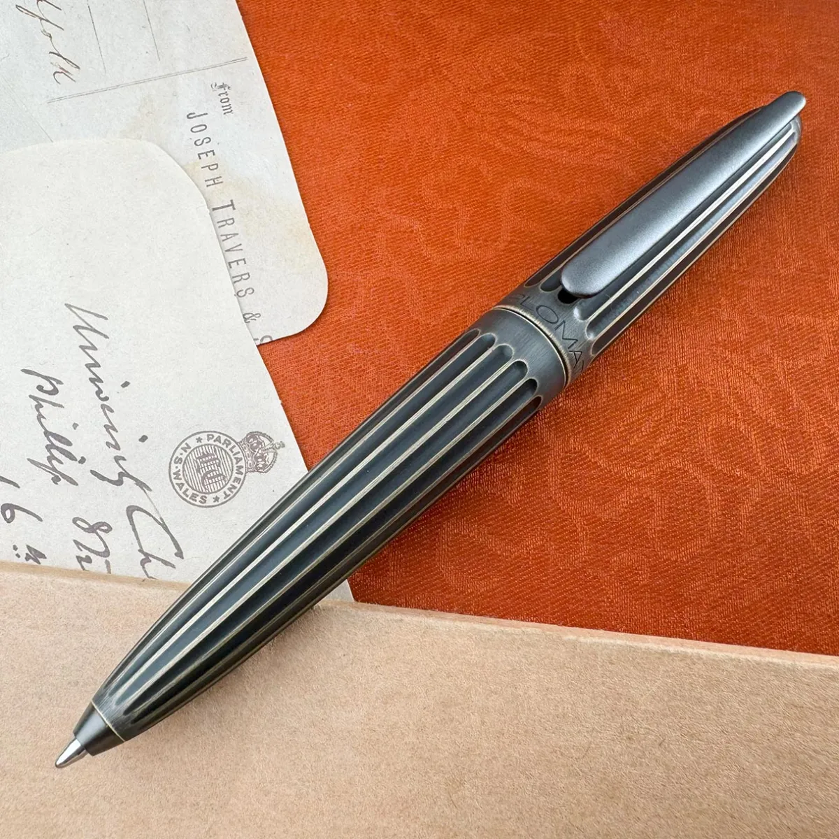 Levenger Ballpoint Pens|Rollerball Pens*Diplomat Aero Stripes Oxyd Brass Pen