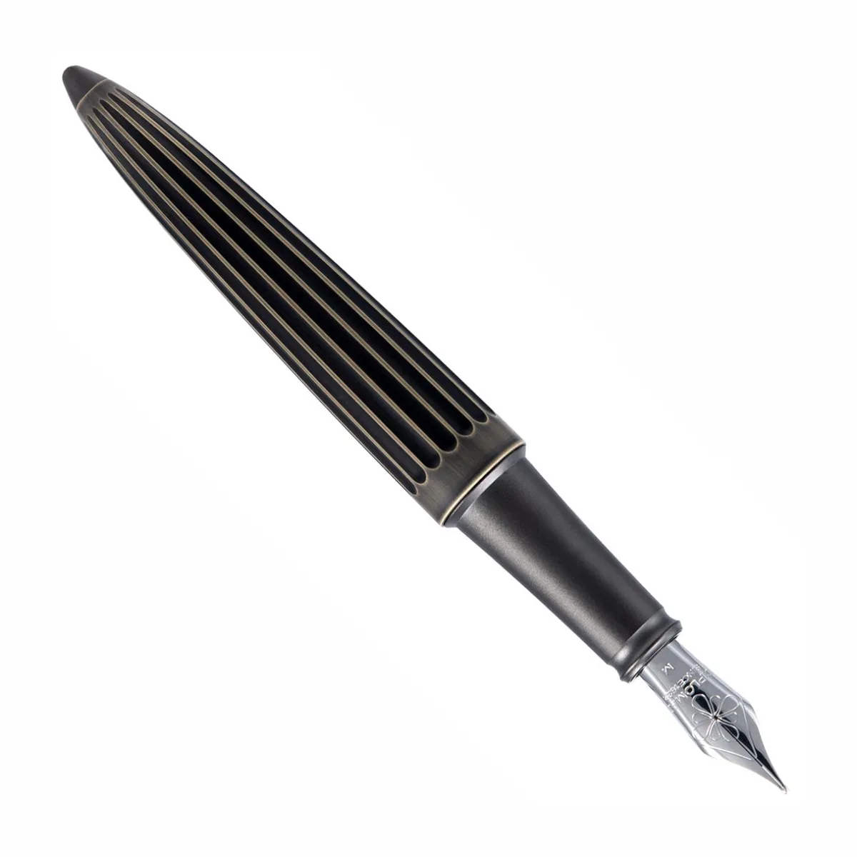 Levenger Fountain Pens|Diplomat*Diplomat Aero Stripes Oxyd Brass Fountain Pen