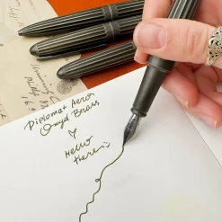 Levenger Fountain Pens|Diplomat*Diplomat Aero Stripes Oxyd Brass Fountain Pen