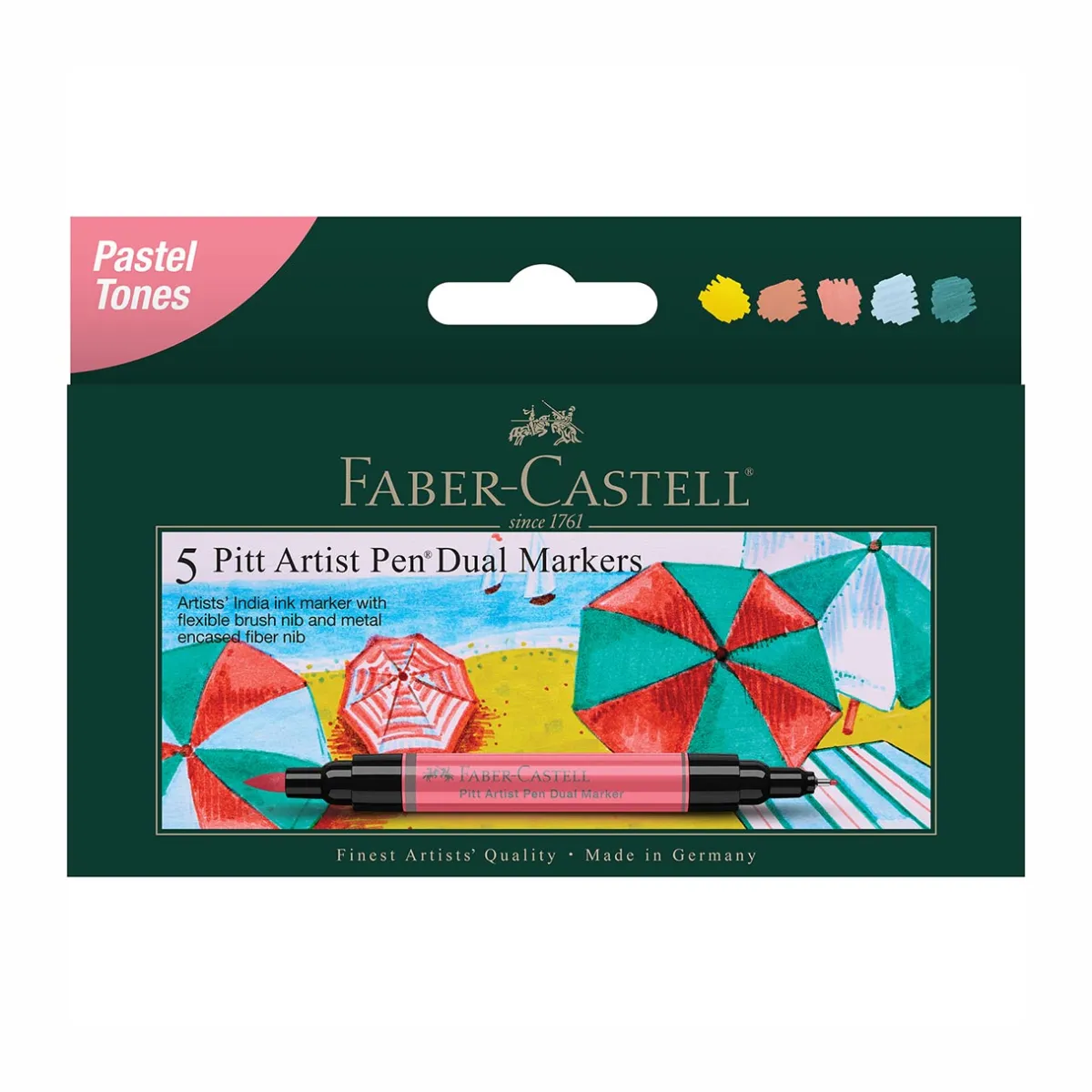 Levenger Fine Art Supplies|Faber-Castell*Faber-Castell Pastel Tones Dual Tip Pitt Artist Brush Pens (set of 5)