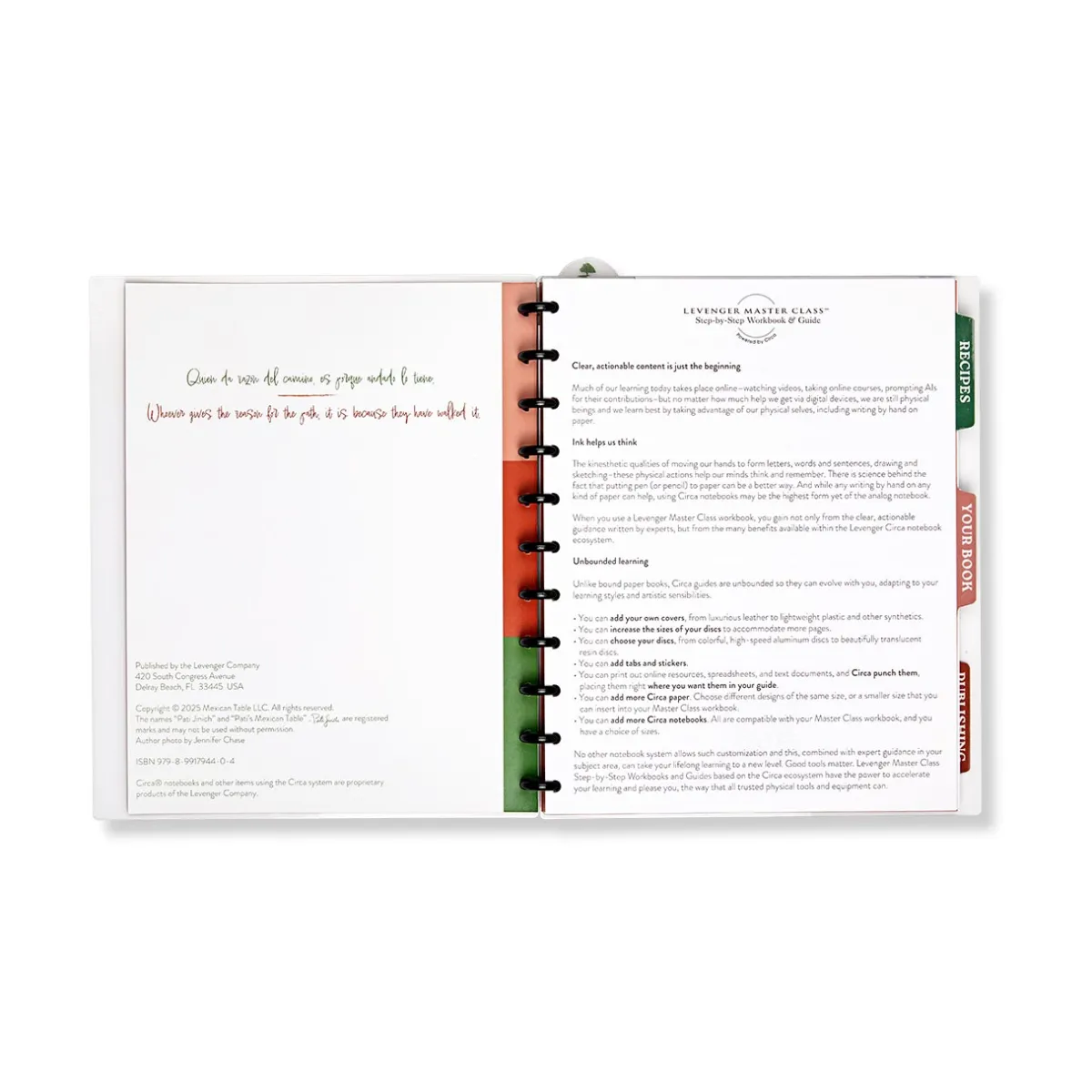 Levenger Letter Notebooks*Master Class How to Write a Cookbook Circa Workbook