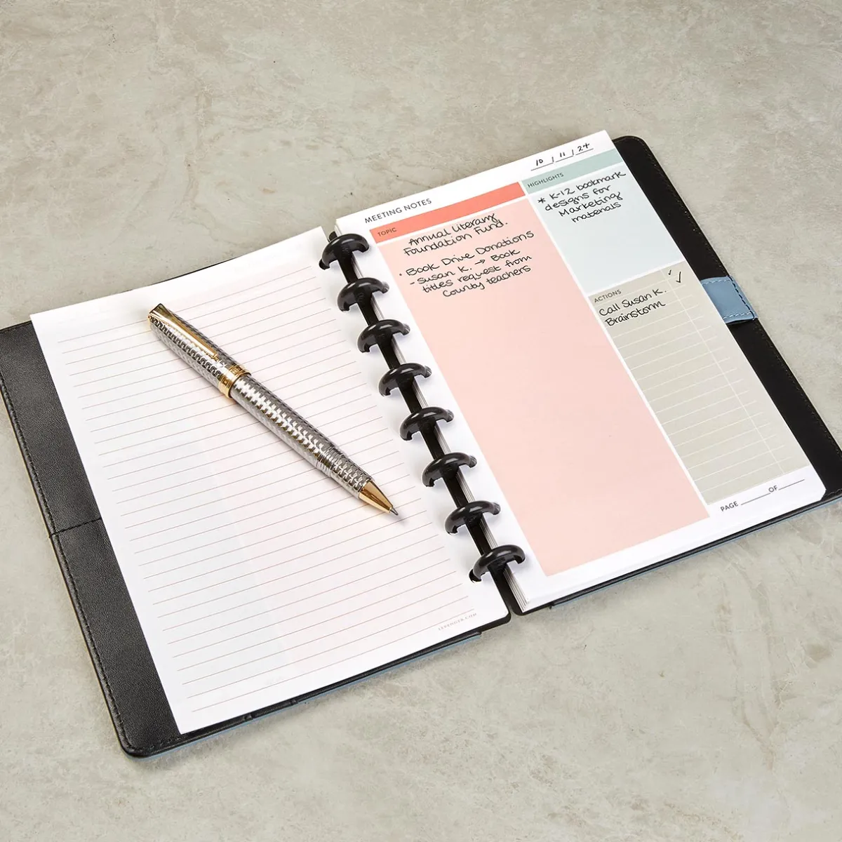 Levenger Junior Refills|Letter Refills*Make Today Count Meeting Notes (100 sheets)