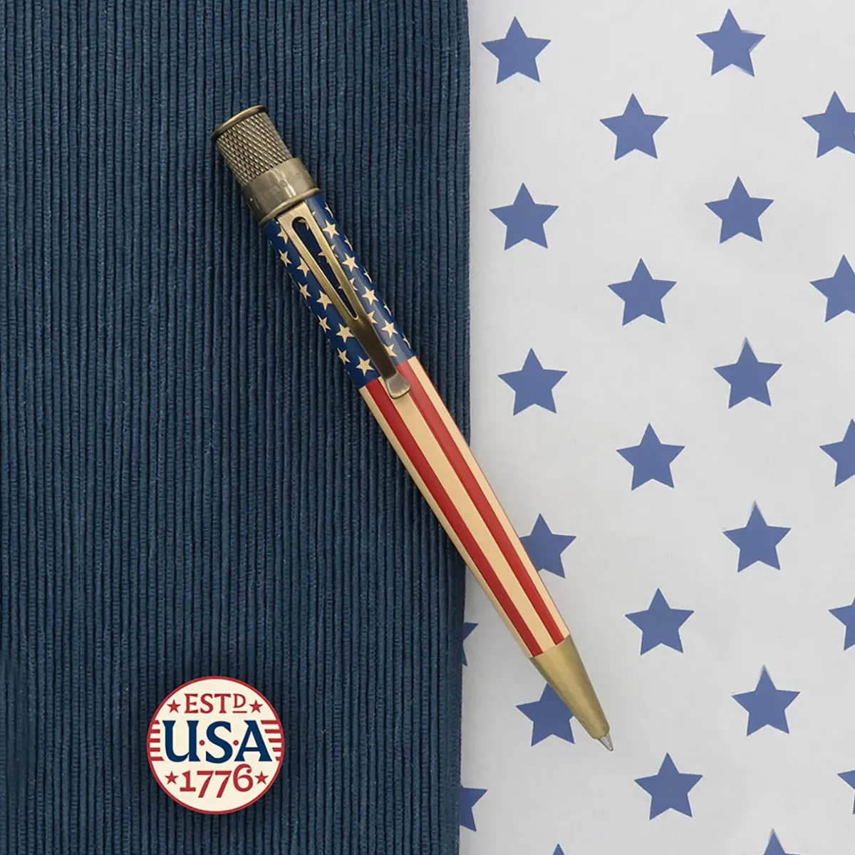 Levenger Rollerball Pens|Retro 51*Retro 51 Tornado Vintage Metalsmith Tribute 250 Flag Rollerball Pen