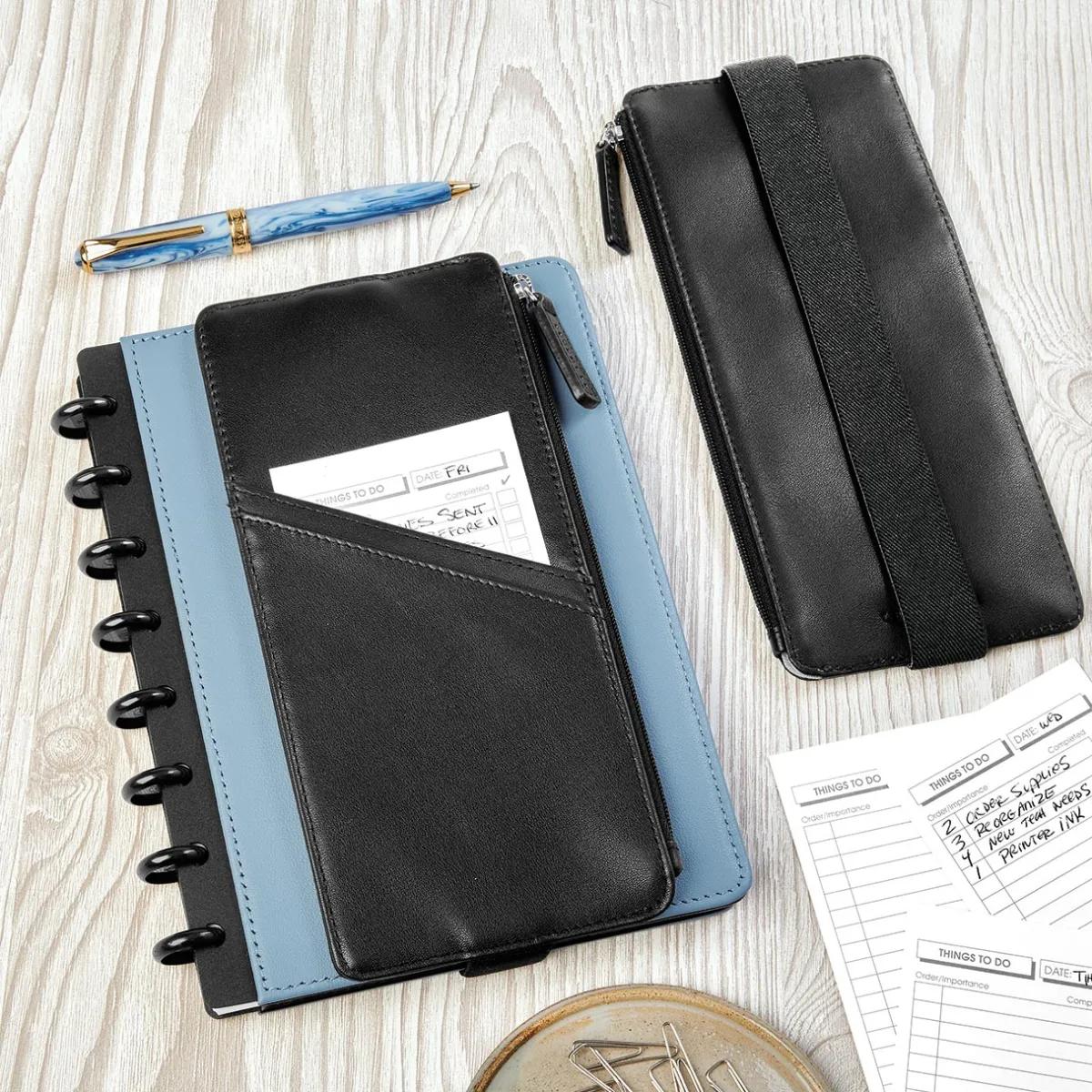Levenger Accessories|Bookmarks*Smooth Leather Zip-Pocket Notebook Belt