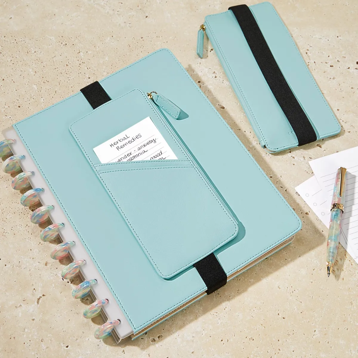 Levenger Accessories|Bookmarks*Smooth Leather Zip-Pocket Notebook Belt