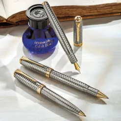Levenger Levenger Pens|True Writers*True Writer Two-Tone Herringbone Anniversary Fountain Pen