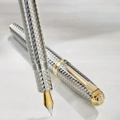 Levenger Levenger Pens|True Writers*True Writer Two-Tone Herringbone Anniversary Fountain Pen
